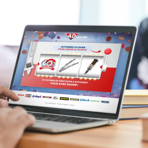 Ecran desktop d'un jackpot digital réalisé par une agence création de jeu concours avec obligation d'achat