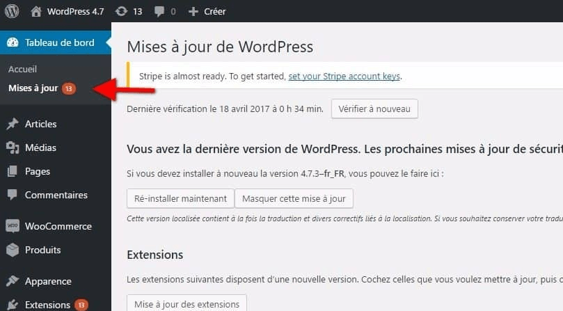 Création de site WordPress - mises à jour WordPress