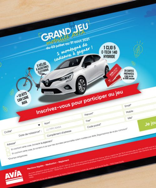 Home page d'un jeu digital avec obligation d'achat réalisé pour un réseau national de stations services