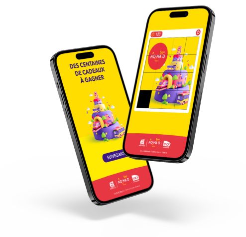 Puzzle digital en version mobile pour l'anniversaire de Nomad Train, filiale de la SNCF. pour un article sur l'organisation de jeu digital par l'agence colombo