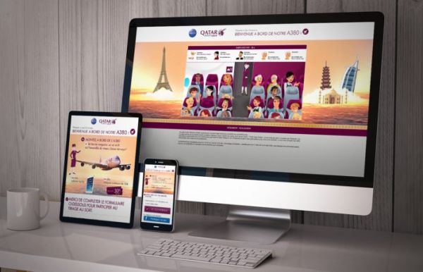 Exemple d'un jeu-concours digital multilingue réalisé pour la compagnie aérienne Qatar Airways