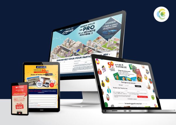image composée de plusieurs réalisations de Colombo, agence spécialisée dans la gamification pour les marques