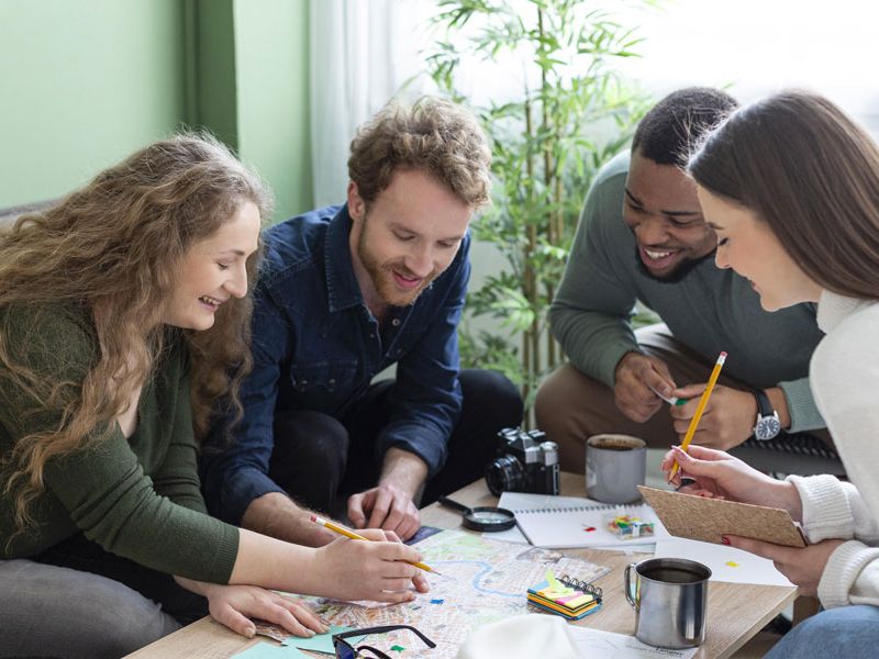 Collaborateurs en train de réaliser un jeu de piste RH