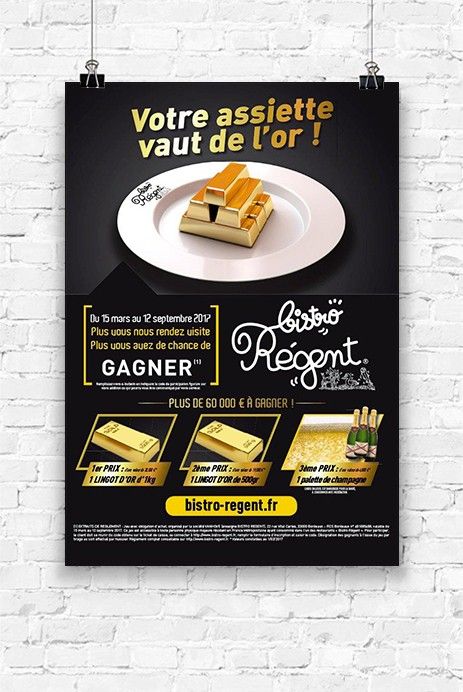 Affiche imprimée d'un jeu-concours réalisé pour un restaurant