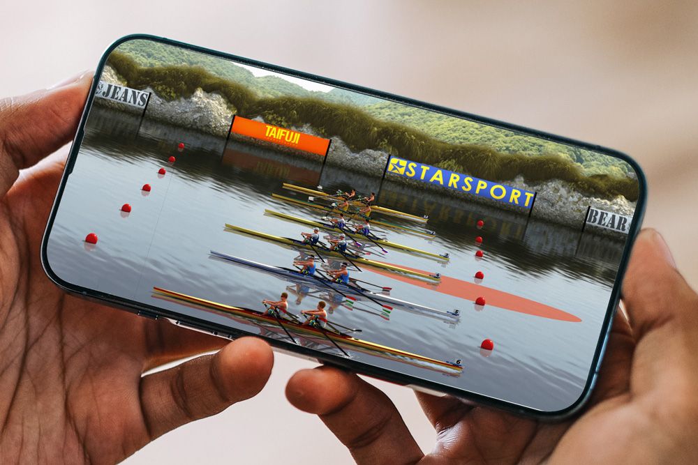 Gameplay de course d'aviron sur mobile