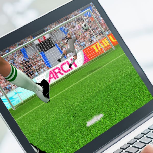 Image de jeu de penalty réalisée dans le cadre d'un jeu-concours pour la coupe du monde 2022