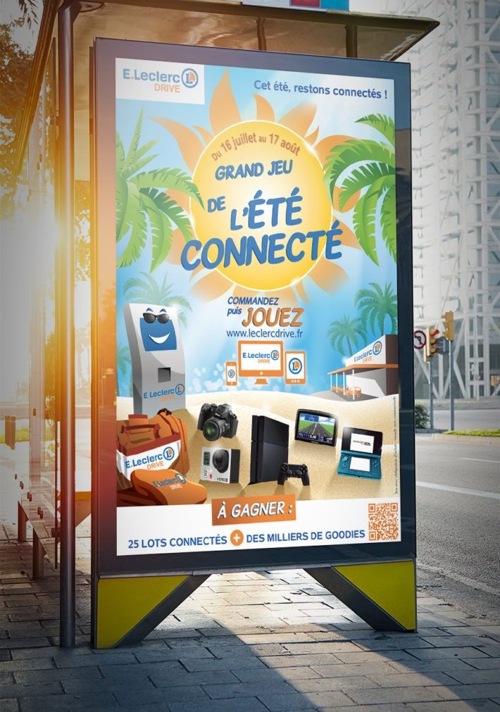 Affiche de jeu concours avec obligation d'achat réalisé pour Leclerc Drive