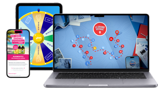Activation marketing sur mesure présentée sur smartphone, tablette et ordinateur