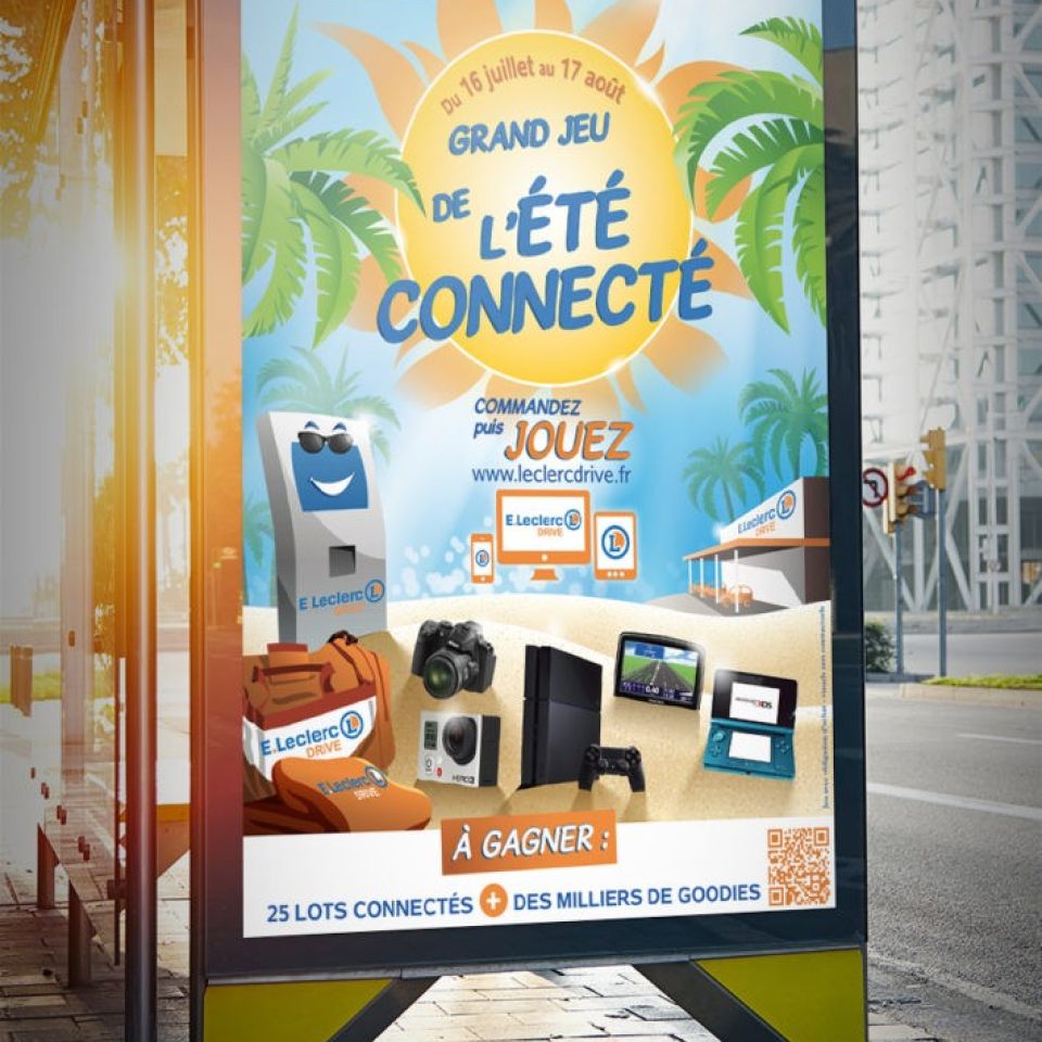 Affiche jeu concours Leclerc - été connecté