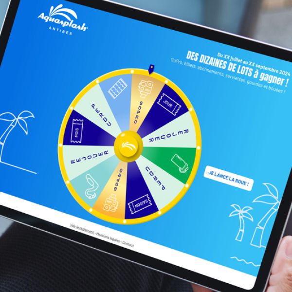 Roue de la fortune digitale sur une tablette