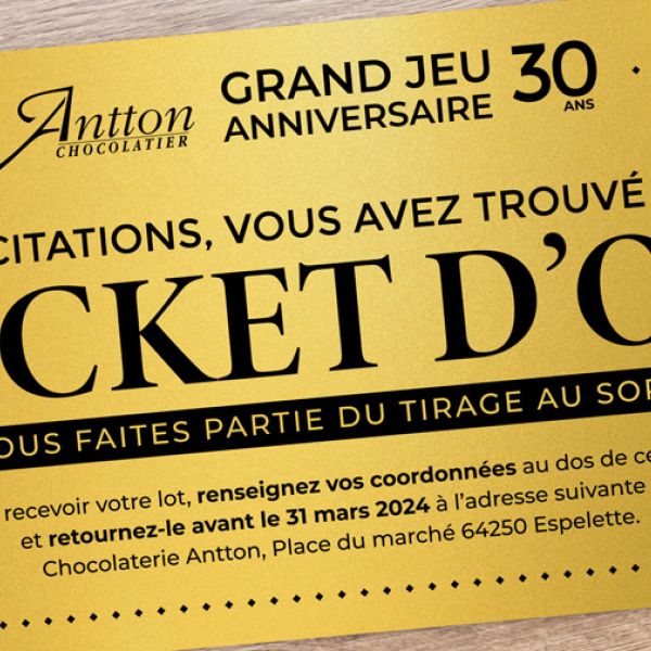 Visuel d'un ticket d'or