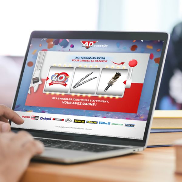 jeu marketing avec obligation d'achat présenté sous sous la forme de Jackpot digital ou bandit manchot